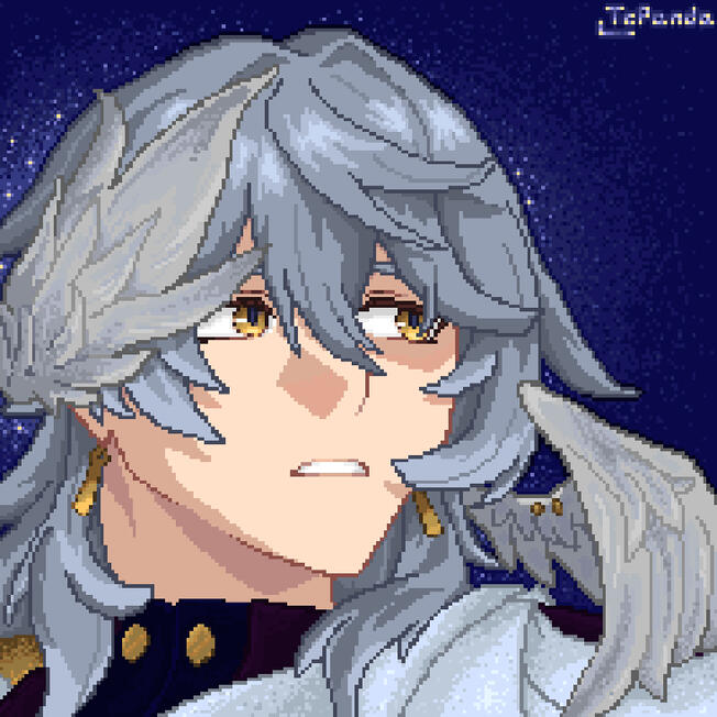 Sunday (Honkai Star Rail) pixel art, 200x200.