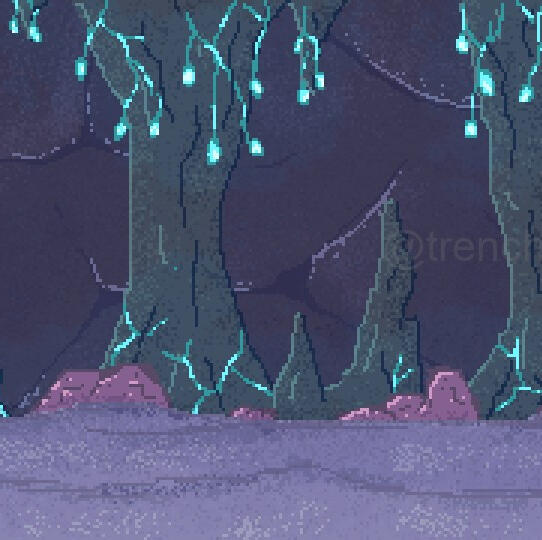 Cave pixel art (cropped version), full version is 480x180.